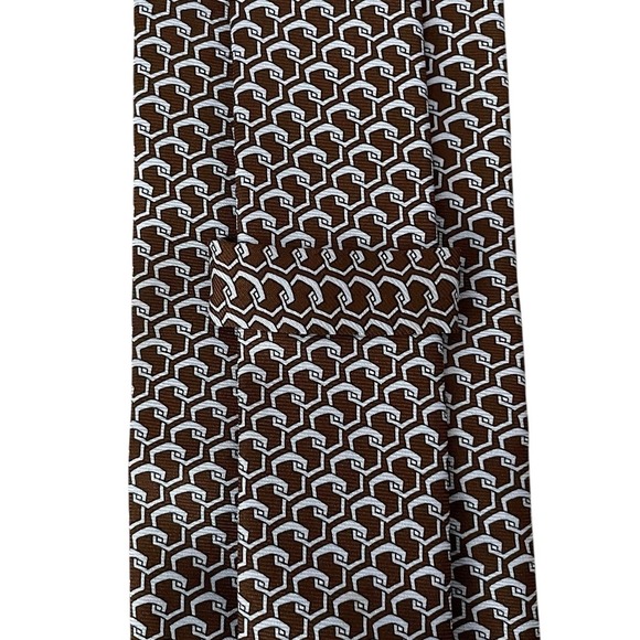 Patek Philippe Geneve 2017 Mens Tie Brown/Blue Geometric Silk 3.25" x 63.25" euc - Picture 3 of 5